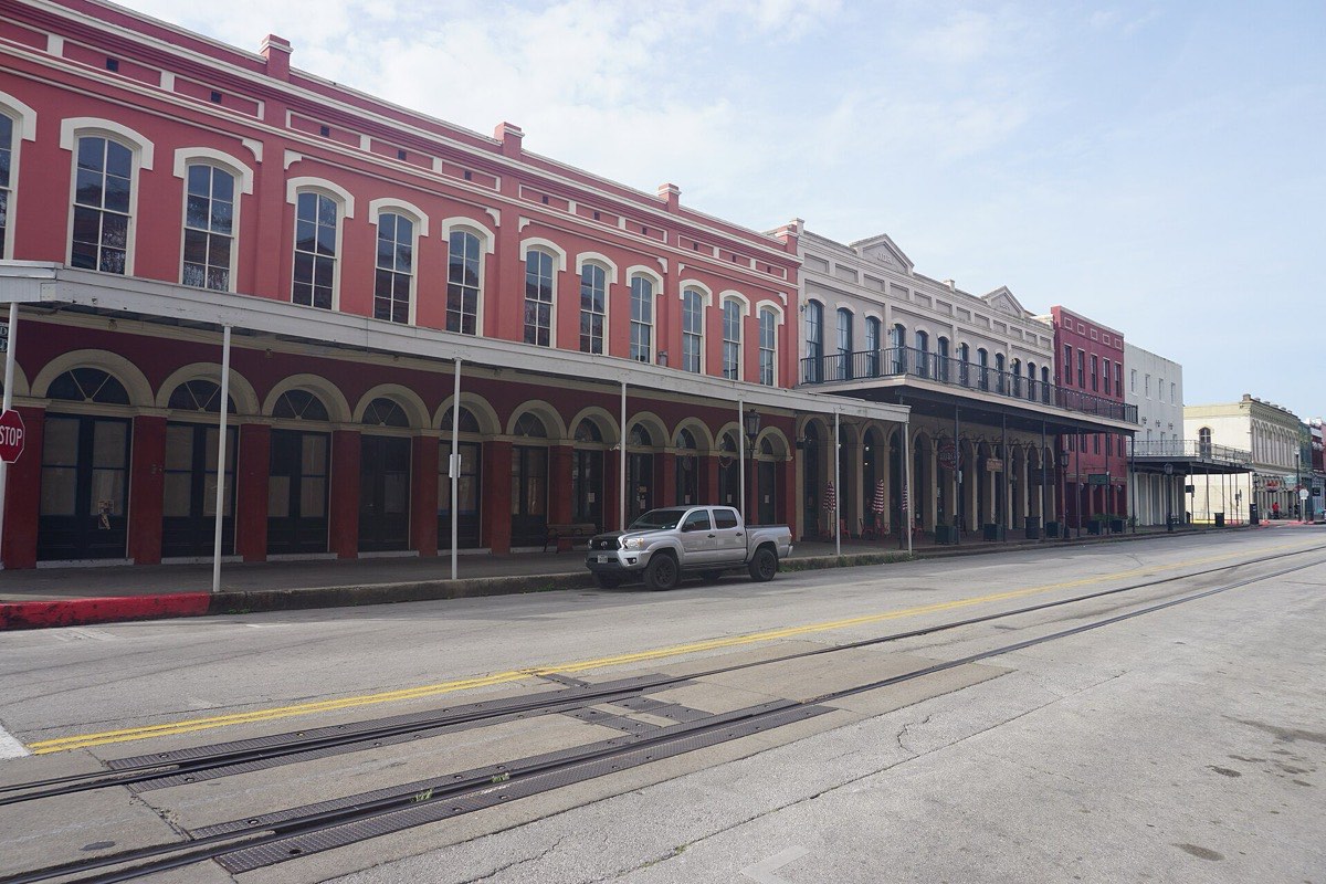 Postoffice Street galleries in downtown Galveston