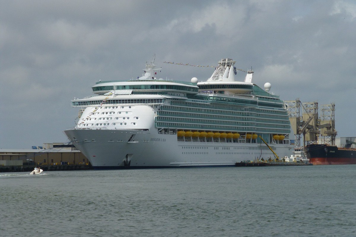 Cruise ship docked at the Port of Galveston