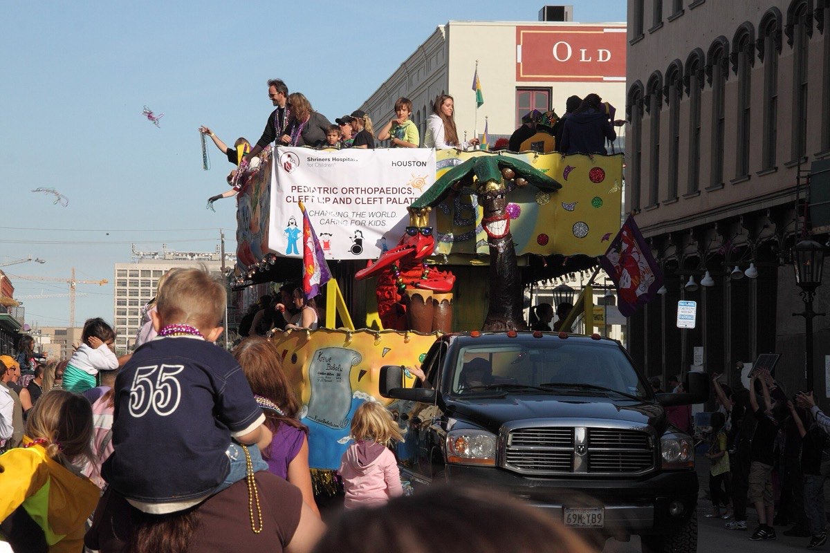 A float in the Galveston Mardi Gras parade