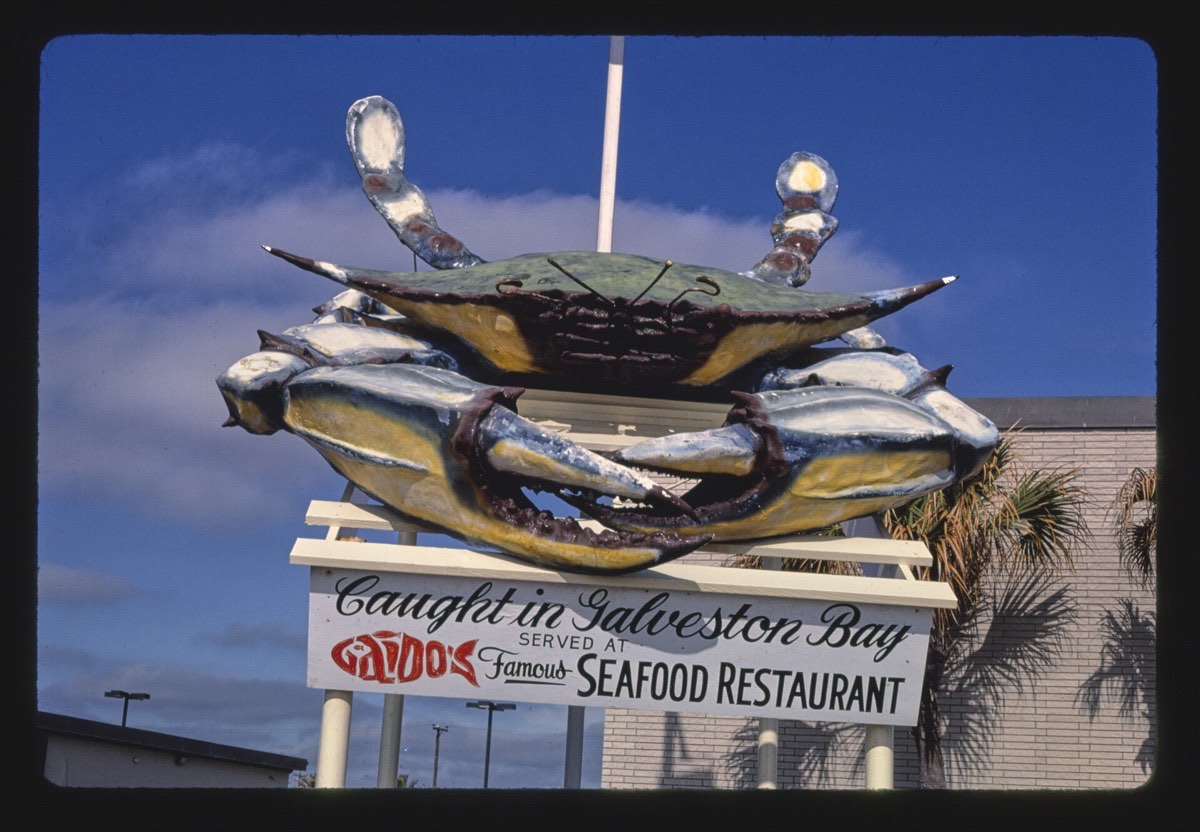 The famous giant crab sign at Gaido's Seafood on the Galveston Seawall